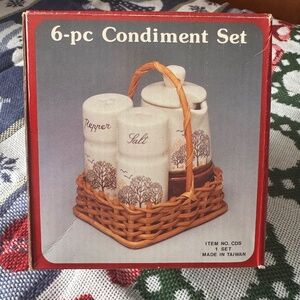 Vintage 6 pc Ceramic Condiment Set NIB